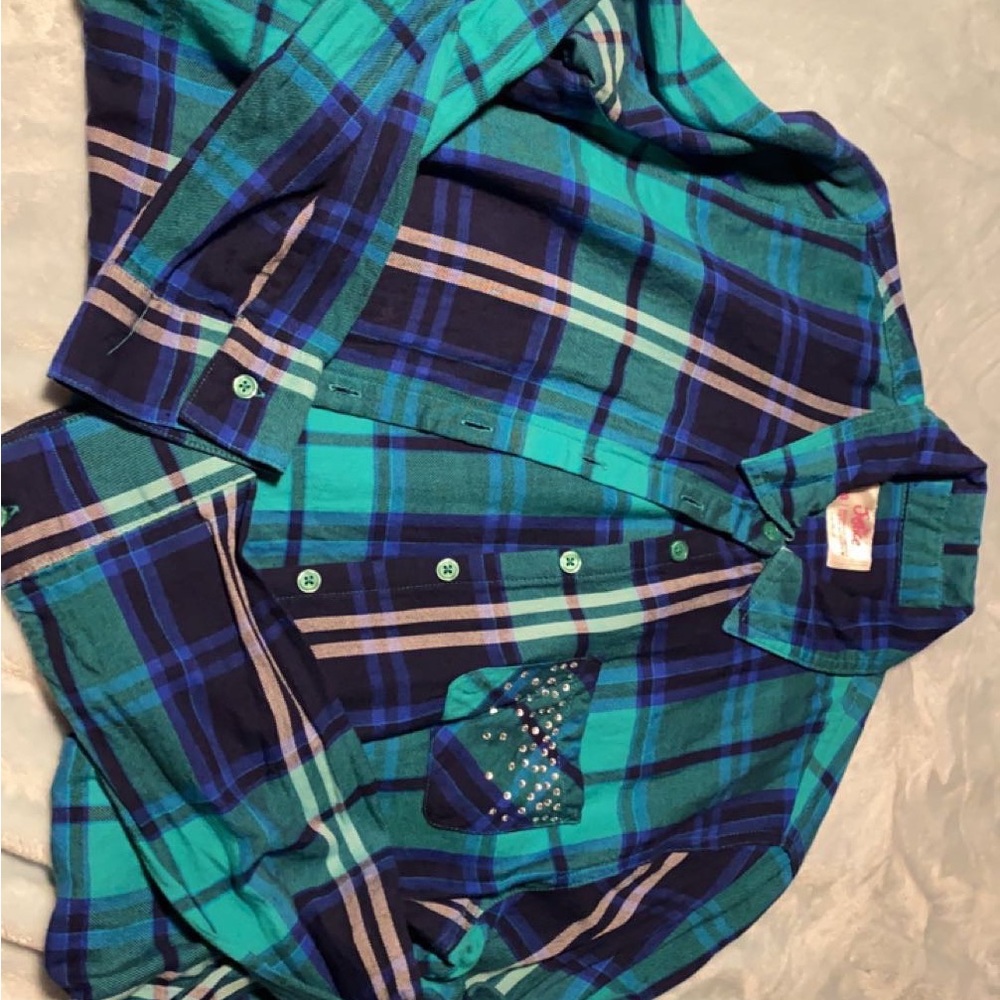 Blue button down girls shirt size 10